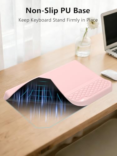 2-in-1 Ergonomic Keyboard Stand with Wrist Rest, Pink - color: Light Pink