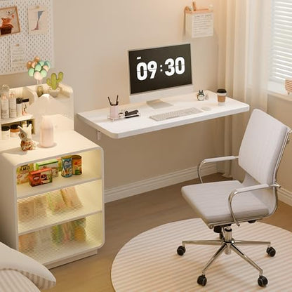 Dogsky Floating Wall Desk 36" x 14" - 200 lbs Heavy Duty Solid Pine - color: White, size: 36" x 14"