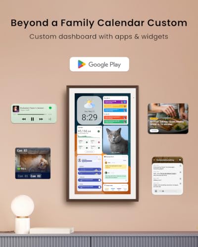Apolosign 27-inch 4K Digital Calendar, Smart Wall Planner with Calendar Sync, Chore Chart, Install Apps & Widget, Electronic Touchscreen Display for Schedules, Dual Mode, Wall Mount Included (Dark Oak) - color: Dark Oak