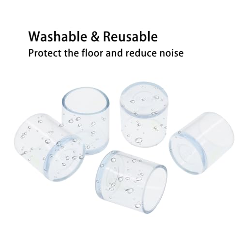Round Chair Leg Caps,PVC Furniture Feet Covers,TTZEZE Transparent Round Floor Protectors,Clear Table Feet Covers Preventing Plastic Chair Leg Covers Scratches and Noise 19mm/0.75'', 12 - size: 0.75 inches