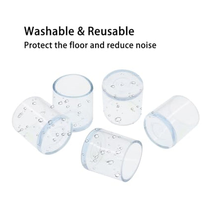 Round Chair Leg Caps,PVC Furniture Feet Covers,TTZEZE Transparent Round Floor Protectors,Clear Table Feet Covers Preventing Plastic Chair Leg Covers Scratches and Noise 22mm/0.87'', 12 - size: 0.87 inches
