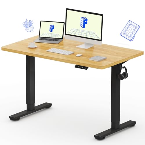 FLEXISPOT EN1 One-Piece Standing Desk, Electric Adjustable with 4 Memory Presets, 176 LBS Capacity, Stable & Quiet, Seamless Desktop for Home Office & Dual Monitors, 48"x24" Maple - color: Maple, size: 48x24"