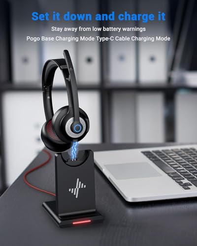 JIAMQISHI Bluetooth Wireless Headset with Mic for Work, Bluetooth 5.2, B0G4X3NFB5
