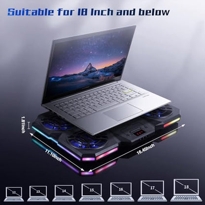 Laptop Cooling Pad with Thermoelectric Cooler and 4 Fans, Powerful Laptop Cooler, Independent Control, Multi-Gear Adjustment, RGB