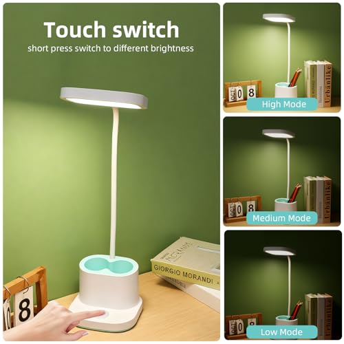 LED Desk Lamp for Dorm Home Office Bedroom, Dimmable Reading Light - color: Green