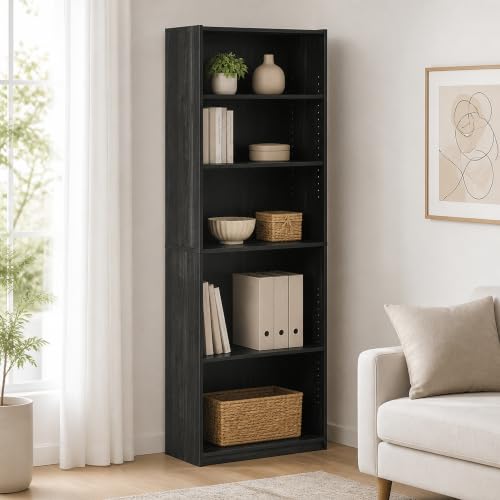 5-Tier Bookcase with Adjustable Shelves, 71-Inch Tall Bookshelf, Open Storage Book Shelf, 9.5 x 24.5 x 71, for Living Room, Home Office, Espresso - color: Espresso, size: 5 Tier