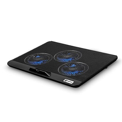 Laptop Cooling Pad, Mspine Laptop Cooler with 3 Blue Silent Fans, Ergonomic USB Powered Laptop Stand with Dual USB 2.0 Ports, Height-Adjustable Notebook Cooler for Notebook Under 17"- Black