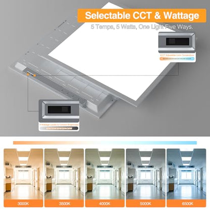2x2 LED Flat Panel Light,Selectable 5CCT,0-10V Dimmable,5200LM,6Pack - size: 2x2FT-6pack