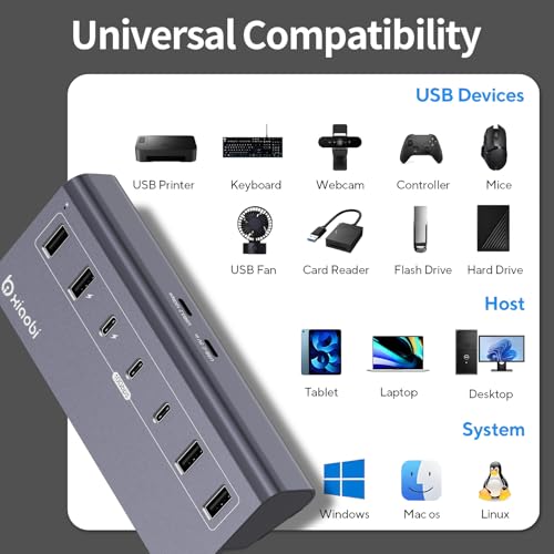 USB C Hub,10Gbps USB Splitter with 4*USB-A and 3*USB-C Ports - color: Gery