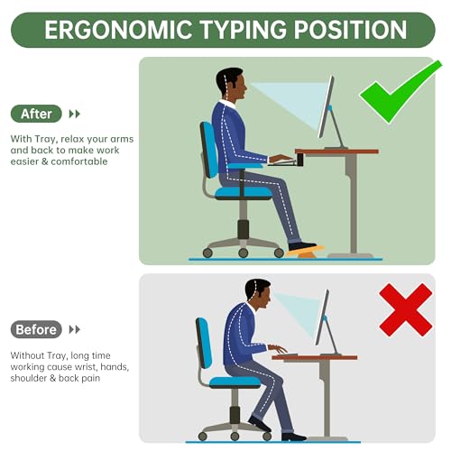 UPGRAVITY Extra Large Keyboard Tray Under Desk - Slide Out with Sturdy C-Clip Mount System, 31.5" (35.8" Including Clamps) x 11.8" Put-Out Keyboard Tray Computer Drawer for Ergonomic Typing, White - color: White