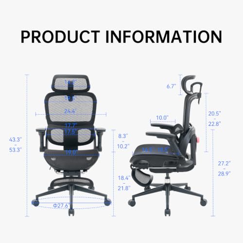 SIHOO B300 PRO Ergonomic Office Chair with Footrest, Mesh Desk Chair, Black - color: True Balck, size: Pack of 1