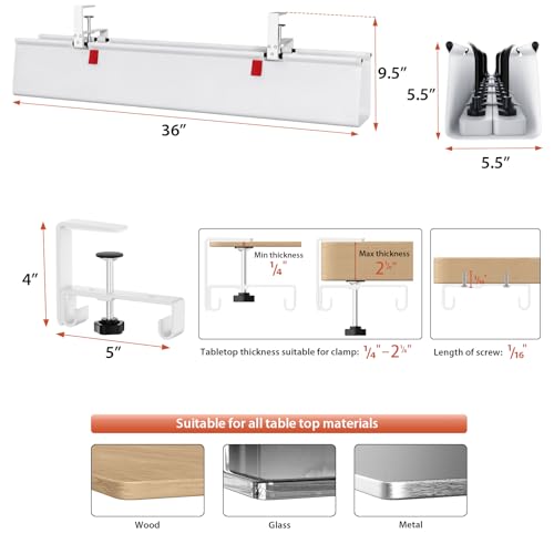 Univivi No Drill Under Desk Cable Management Tray, 36 inch Cable Management - color: White, size: 36"L x 5.5"W
