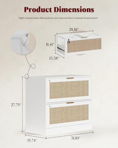 HOPUBUY 2 Drawer File Cabinet with Lock, Printer Stand Lateral - color: White, size: 15.74″Dx31.10″WX27.55″H