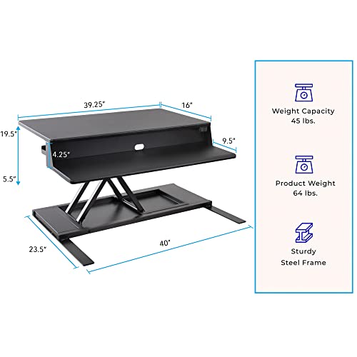 Stand Steady Flexpro Power 40 Inch Electric Standing Desk | Electric Height-Adjustable Stand up Desk | by Award Winning Holds 2 Monitors + Laptop! | Easy Quiet Adjustments! (Black) (40") - size: 40 Inch