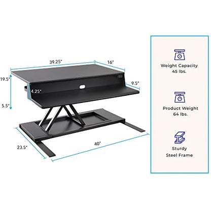 Stand Steady Flexpro Power 40 Inch Electric Standing Desk | Electric Height-Adjustable Stand up Desk | by Award Winning Holds 2 Monitors + Laptop! | Easy Quiet Adjustments! (Black) (40") - size: 40 Inch