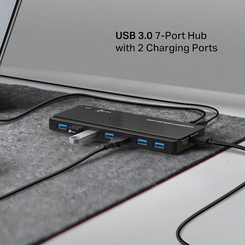 TP-Link Powered USB Hub 3.0 with 7 USB 3.0 Data Ports and 2 Smart Charging USB Ports. Compatible with Windows, Mac, Chrome & Linux OS, with Power On/Off Button, 12V/4A Power Adapter(UH720)