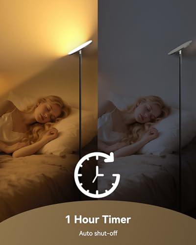 JOOFO LED Torchiere Floor Lamp with Remote, Stepless Dimmable Standing Lamp