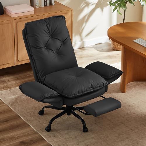 Bestier Big and Tall Reclining Office Chair with Reversible Armrests - color: Black Pu Leather