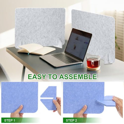 PATIKIL Desk Divider, 4 Set 24 x 16 Inch Acoustic Freestanding Desk Divider Desk Privacy Panel with 8 Pcs Support Feet for Library Office Workstation,White - color: White