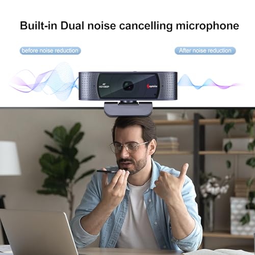 Angetube 1080P Streaming Camera，Computer PC Camera with Privacy Cover | 2 Mics, Plug & Play, USB C Adapter,Student Webcam for Teams/Meeting/Online Class, College Dorm Back to School Essential