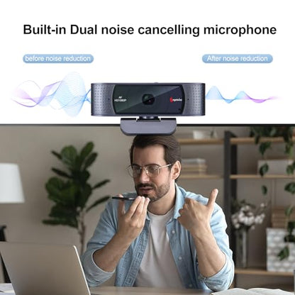Angetube 1080P Streaming Camera，Computer PC Camera with Privacy Cover | 2 Mics, Plug & Play, USB C Adapter,Student Webcam for Teams/Meeting/Online Class, College Dorm Back to School Essential