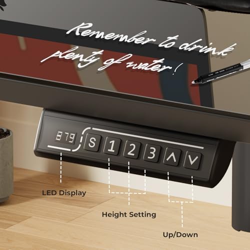 JOY worker Small Glass Standing Desk, 35" Electric Stand Up Desk on Wheels - color: Black Glass, size: 35" * 20"