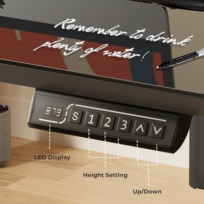JOY worker Small Glass Standing Desk, 35" Electric Stand Up Desk on Wheels - color: Black Glass, size: 35" * 20"