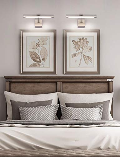 Joosenhouse Single Arm LED Picture Lights 16.53 Inch, Full Metal Artwork Lamp with Rotatable Sconces Lamp Head, 7W (45W Eqv.), Hardwired Connection, 3000K Warm White 560Lm, Brushed Nickel Finish… - color: Nickel, size: Dimmable 16.53" Long