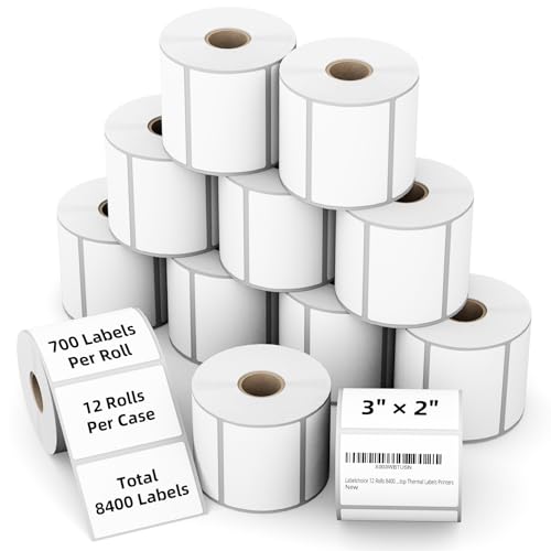 3"x2" 3-Proof Direct Thermal Barcode Shipping Labels for Zebra LP2844 GK420D GK420T ZD421 ZD420, 12 Rolls 8400 Pcs 2x3 Strong Adhesive Return Address Label Used with Rollo MUNBYN Arkscan - color: 3"x2"-8400 Labels