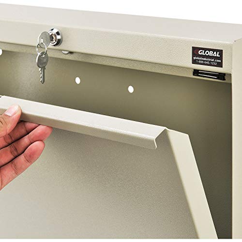 Global Industrial Wall Mounted Fold Down Shop Desk with keyed Lock, 50 Lbs