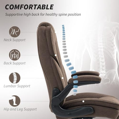 HOMCOM High Back Office Chair Executive Desk Chair, Dark Brown - color: Brown