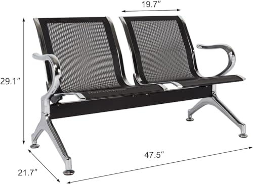 Kinsuite 5-Seat Waiting Room Chairs Airport Reception Seat Bench, Guest Chairs for Office Bank Airport Hospital, Black - color: Black, size: 5-Seat