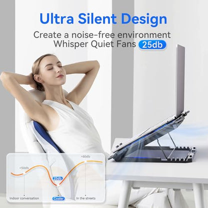 Laptop Cooling Pad with 8 Cooling Fans, Cooling Pad for Laptop Fan 13-15.6 Inch, Laptop Cooler Stand with 6 Height Adjustable, Notebook Cooler Pad with Two USB Port [2025 Version] - size: 8 Fans
