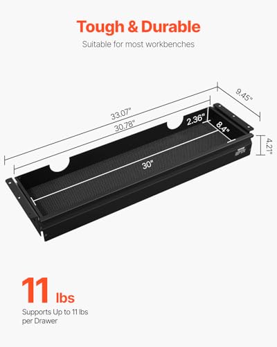 VEVOR Under Desk Drawer Slide Out, 33inch Under Desk Mounted Pull-out Drawer Attachment, Hidden Under Counter Drawers for office Home Sit Stand Workstation, Black - size: 33inch