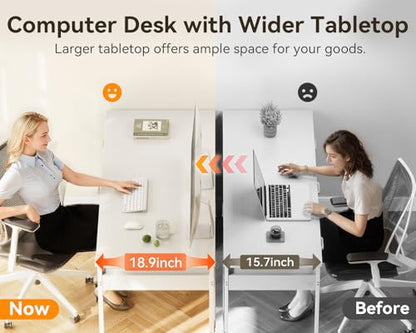 ODK 40 Inch White Computer Desk with 6 Drawers - color: White, size: 40 Inch