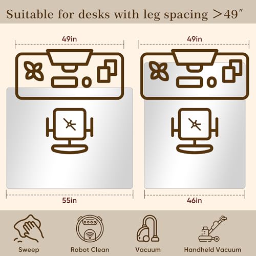 46"x55" Tempered Glass Office Chair Mat for Carpet & Hardwood Floor | 1/5" Thick Clear Floor Protector Desk Chair Mat with Rounded and Polished Edges, Resist Scratching, Cracking, Curling - size: 46"x55"