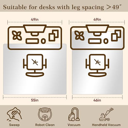 46"x55" Tempered Glass Office Chair Mat for Carpet & Hardwood Floor | 1/5" Thick Clear Floor Protector Desk Chair Mat with Rounded and Polished Edges, Resist Scratching, Cracking, Curling - size: 46"x55"