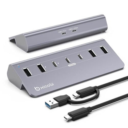 USB C Hub,10Gbps USB Splitter with 4*USB-A and 3*USB-C Ports - color: Gery