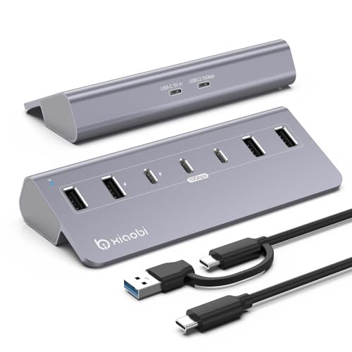 USB C Hub,10Gbps USB Splitter with 4*USB-A and 3*USB-C Ports - color: Gery