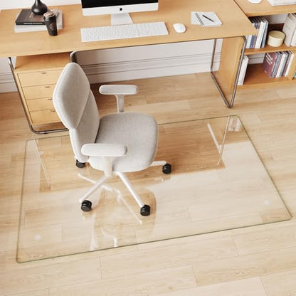 Glass Chair Mat 30" x 50" Tempered Glass Office Chair Mat - color: Transparent, size: 50" x 30"