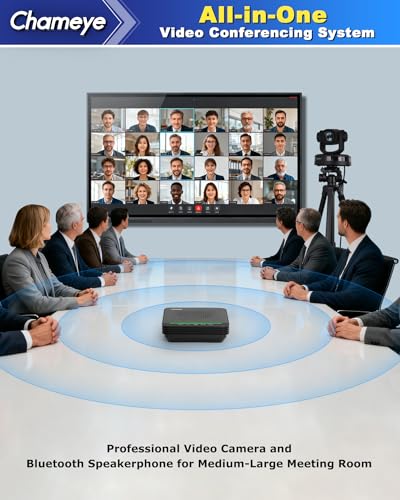 Chameye 4K Conference Room Camera and Microphone, AI Auto Tracking PTZ Camera 4K 20X Zoom, LAN HDMI USB3.0 Output and Bluetooth Conference Speakerphone for Large Meeting Room, CB201 Black - color: Obsidian Black