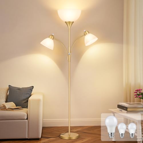 Coucrek Torchiere Floor Lamps for Living Room, 72" Dimmable Reading Lamp - color: Gold
