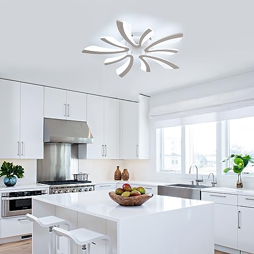 Goeco Modern Ceiling Light, 27.5'' Dimmable LED White Acrylic V-Shaped Flush Mount Ceiling Lights, 3000K/4000K/6500K with Remote Control Ceiling Light Fixture for Living Room, Dining Room, Bedroom - color: White V Shaped