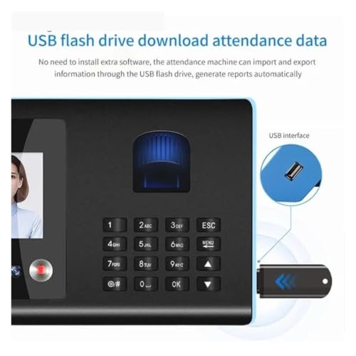 UK Plug Face Biometric Fingerprint Employee Attendance Machine Time Clock Recorder 2.8inch Screen Quick Recognition