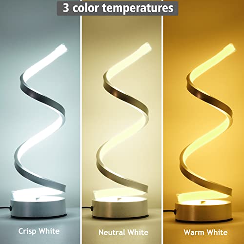 NUÜR Table Lamps for Living Room Set of 2, Silver Dimmable LED Lamp, Small Bedside Lamps, Nightstand Lamp for Bedroom Office Home Living Room | Brushed Silver Touch Control Desk Lamp, Stepless Dimmable Bedside Ambient Light for Home Office & Bedroom Decor