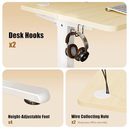 Small Standing Desk, 32"x24" Height Adjustable Sit-Stand, Home Office, Oak | Electric Adjustable Standing Desk, Sit to Stand Computer Office Desk with Splice Board, Memory Preset, Lifts 28.7''-46.5" - color: White Frame-gold Oak, size: 32-inch