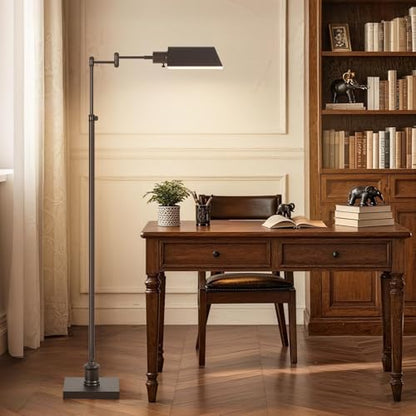 GyroVu Traditional Height Adjustable Pharmacy Floor Lamp with 350° Swing Arm, Color Temperature Adjustable Standing Lamp Metal Shade for Living Room Reading House Bedroom Home Office(Bronze) - color: Bronze