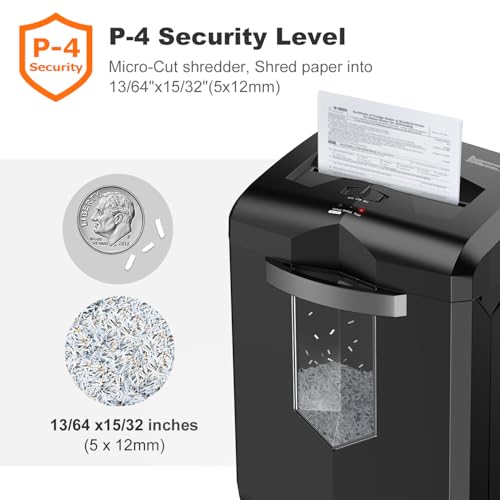 Bonsaii 16-Sheet Micro-Cut 60-Min Run Paper Shredder Heavy Duty | Jam-Proof, P-4 Security Level, 62dB Ultra-quiet, 6-Gal Bin with Casters, Shreds Credit Cards & Staples C149-D - size: 16 Sheet Micro Cut