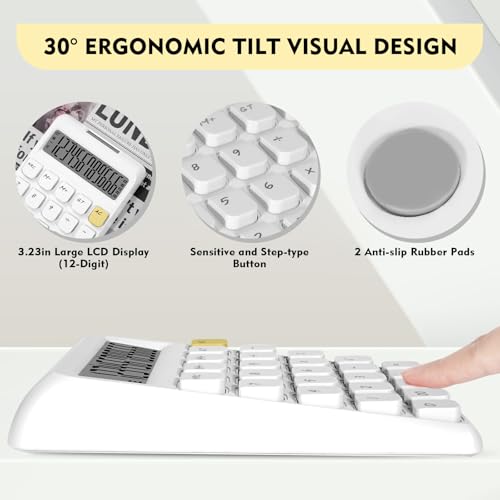 Cute Calculator, Calculators Desktop, White Calculator Big Buttons - color: White