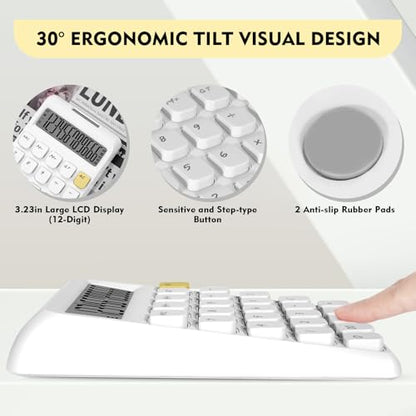 Cute Calculator, Calculators Desktop, White Calculator Big Buttons - color: White